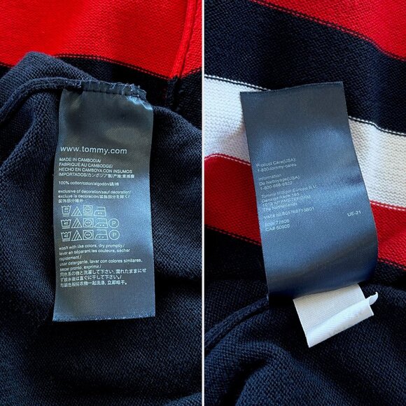 Tommy Hilfiger Men’s Crewneck Cotton Sweater L Red Navy Colorblock Logo - Picture 5 of 7